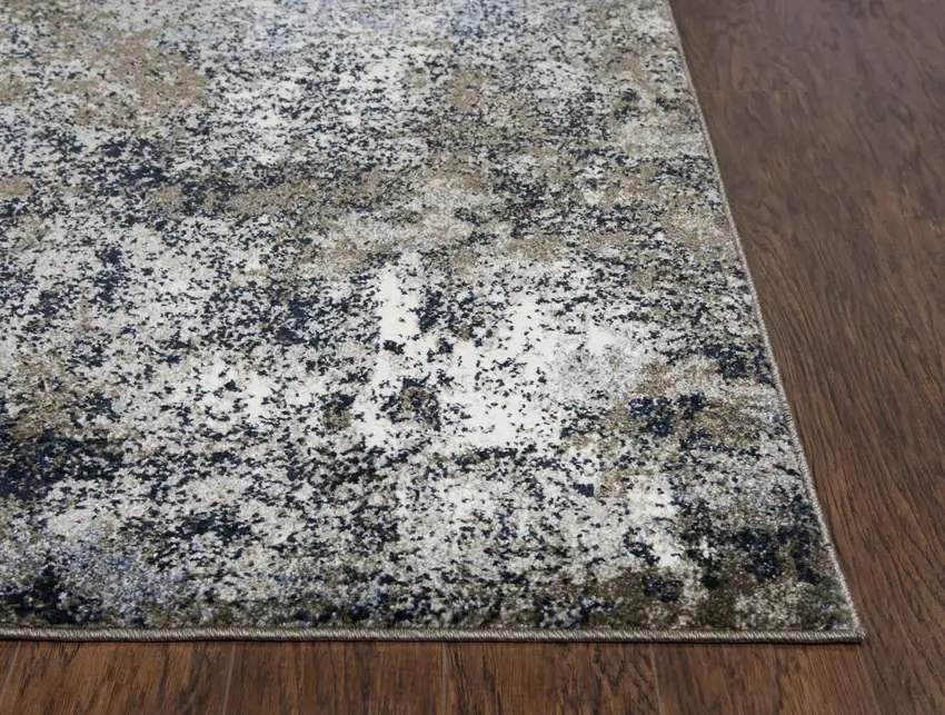 Silver Blue And Taupe Abstract Area Rug Photo 3