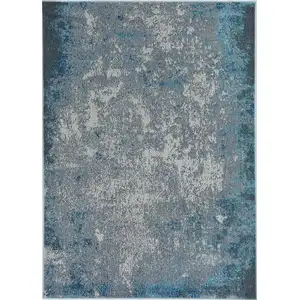 Photo of Silver Blue Machine Woven Abstract Smudge Indoor Area Rug
