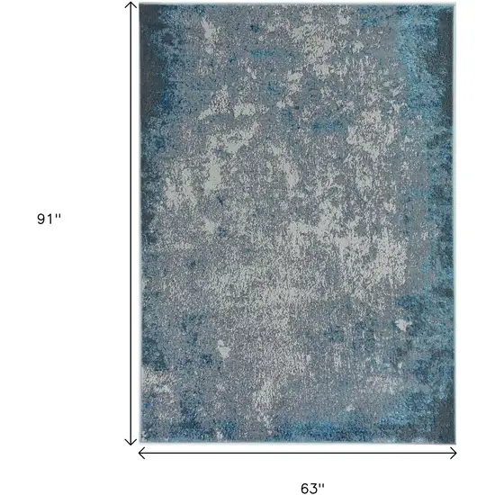 Silver And Blue Abstract Area Rug Photo 3