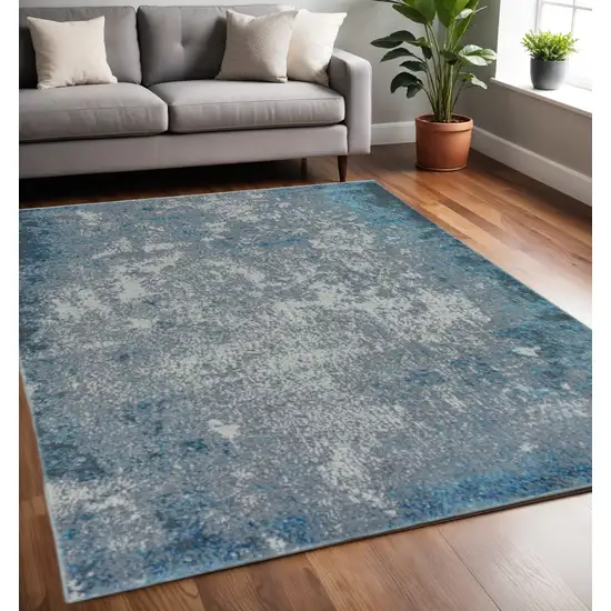 Silver And Blue Abstract Area Rug Photo 1