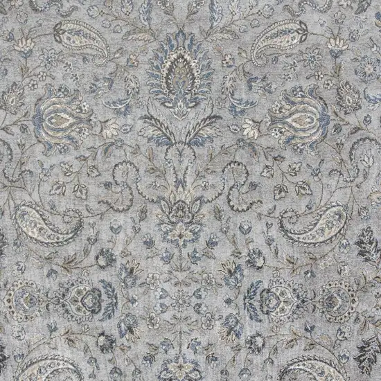 Silver Blue Machine Woven Traditional Floral Indoor Area Rug Photo 3