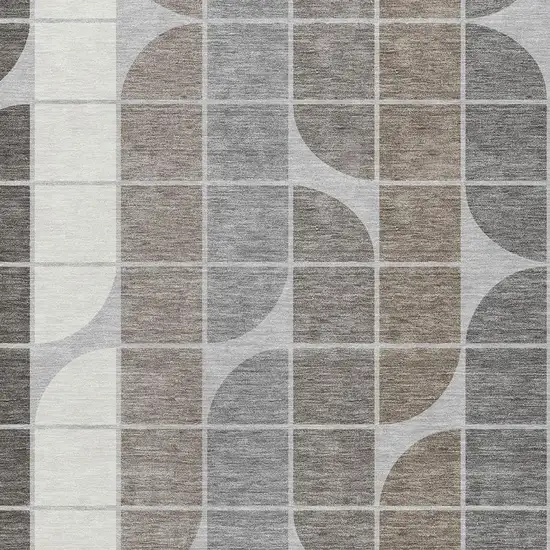 Silver Brown And Gray Geometric Washable Indoor Outdoor Area Rug Photo 2