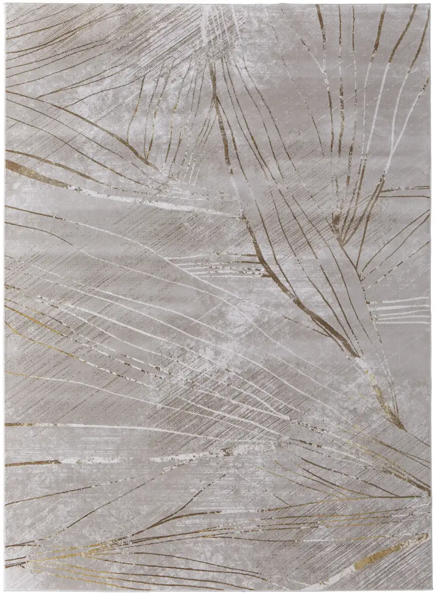 Silver Brown and Taupe Abstract Power Loom Area Rug Photo 2