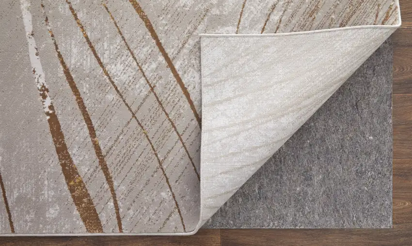 Silver Brown and Taupe Abstract Power Loom Area Rug Photo 6