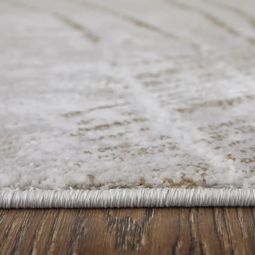 Silver Brown and Taupe Abstract Power Loom Area Rug Photo 9