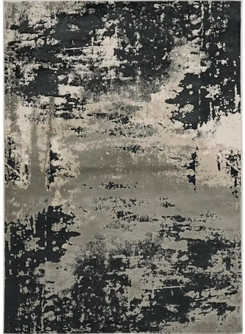 Silver Charcoal Abstract Area Rug Photo 2