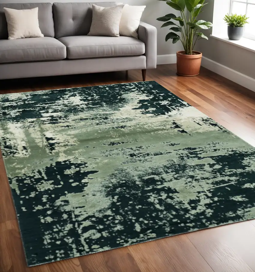 Silver And Charcoal Abstract Area Rug Photo 1