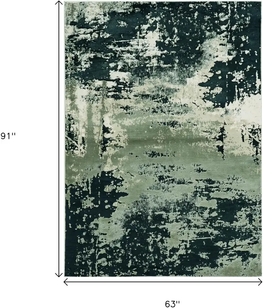 Silver And Charcoal Abstract Area Rug Photo 3