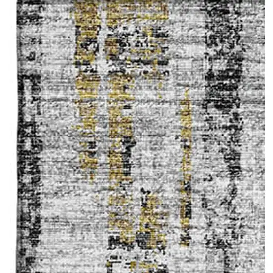 Silver Charcoal And Gold Abstract Washable Indoor Outdoor Area Rug Photo 5