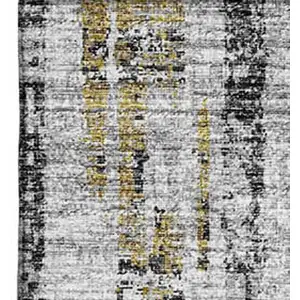 Photo of Silver Charcoal And Gold Abstract Washable Indoor Outdoor Area Rug