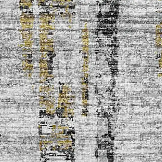 Silver Charcoal And Gold Abstract Washable Indoor Outdoor Area Rug Photo 4