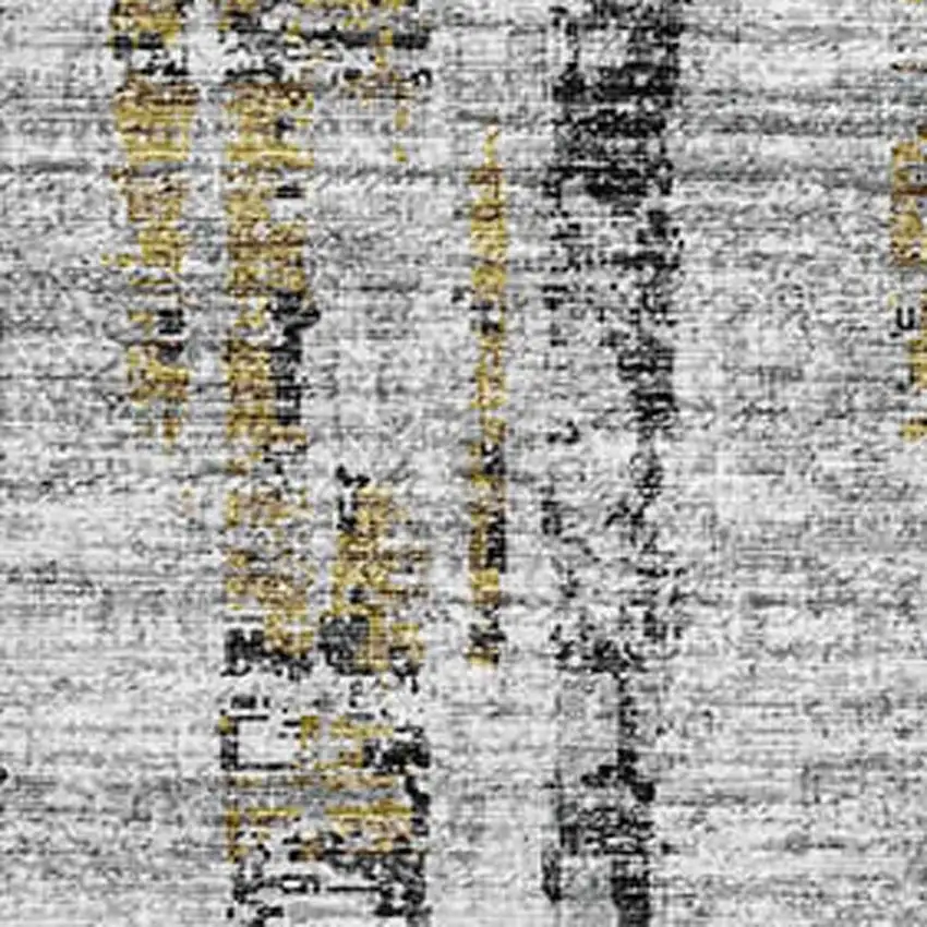 Silver Charcoal And Gold Abstract Washable Indoor Outdoor Area Rug Photo 4