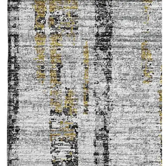 Silver Charcoal And Gold Abstract Washable Indoor Outdoor Area Rug Photo 5