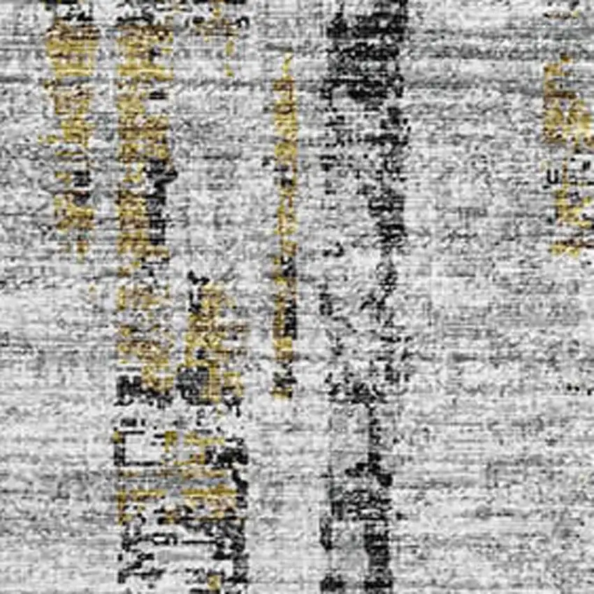 Silver Charcoal And Gold Abstract Washable Indoor Outdoor Area Rug Photo 4