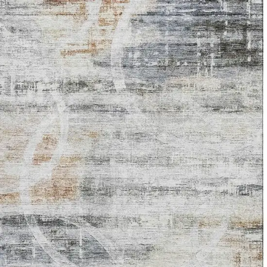 Silver Copper And Gray Geometric Washable Area Rug With UV Protection Photo 5