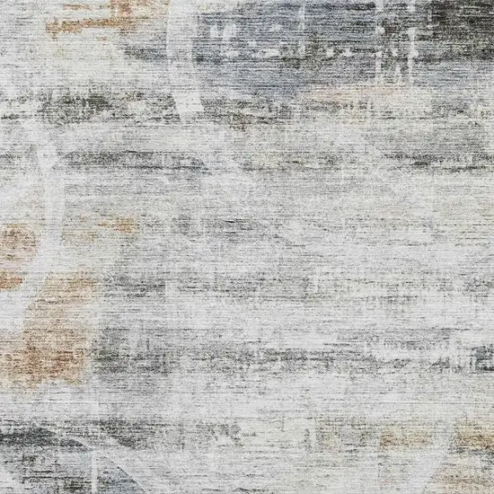 Silver Copper And Gray Geometric Washable Area Rug With UV Protection Photo 4