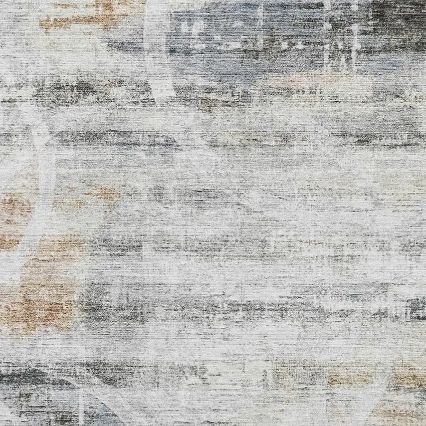 Silver Copper And Gray Geometric Washable Area Rug With UV Protection Photo 4
