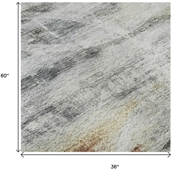 Silver Copper And Gray Geometric Washable Area Rug With UV Protection Photo 9