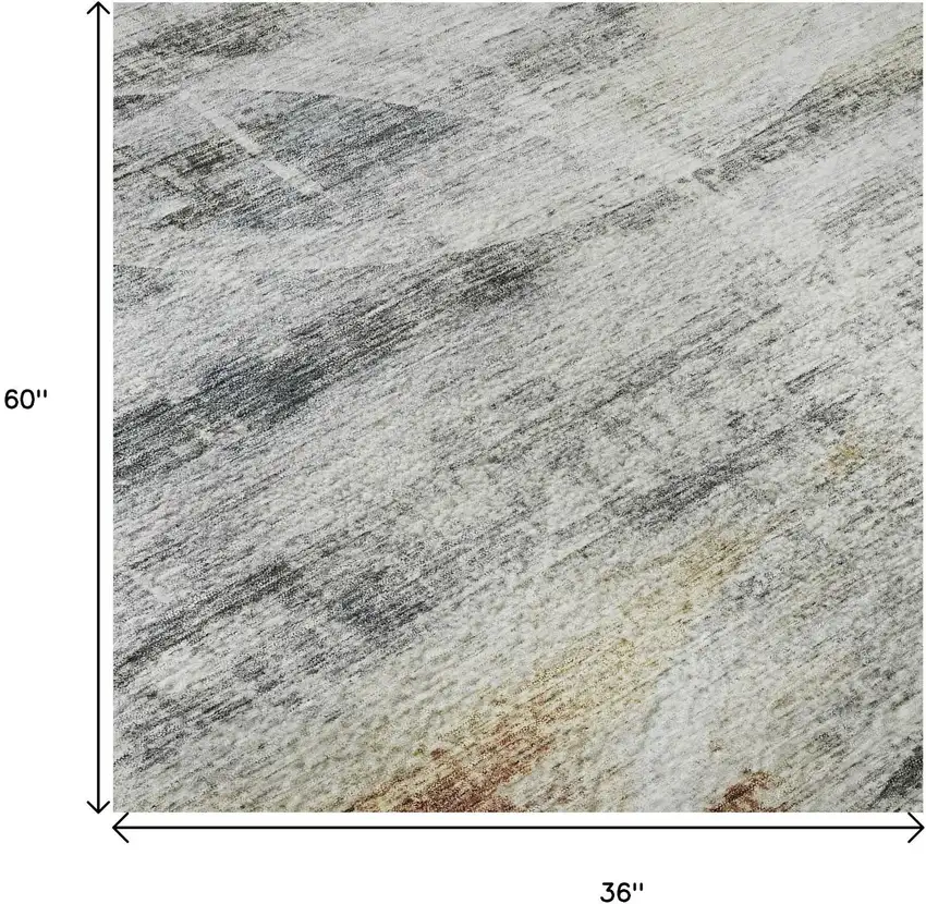 Silver Copper And Gray Geometric Washable Area Rug With UV Protection Photo 9