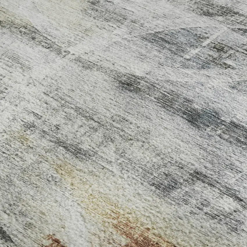 Silver Copper And Gray Geometric Washable Area Rug With UV Protection Photo 2