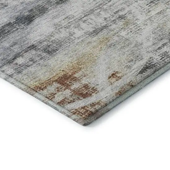 Silver Copper And Gray Geometric Washable Area Rug With UV Protection Photo 8