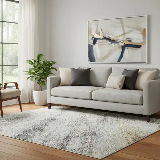 Silver Copper And Gray Geometric Washable Area Rug With UV Protection Photo 2