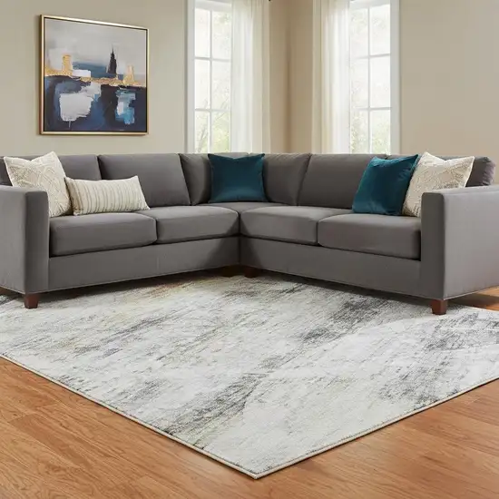 Silver Copper And Gray Geometric Washable Area Rug With UV Protection Photo 2