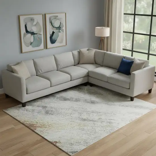 Silver Copper And Gray Geometric Washable Area Rug With UV Protection Photo 2