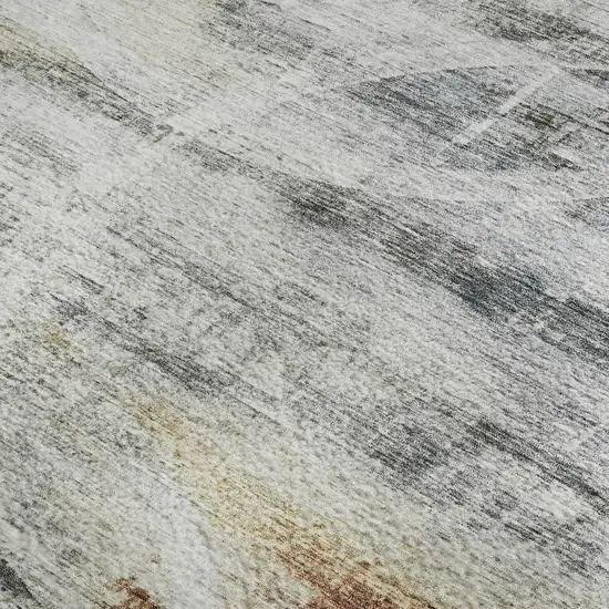 Silver Copper And Gray Geometric Washable Area Rug With UV Protection Photo 3