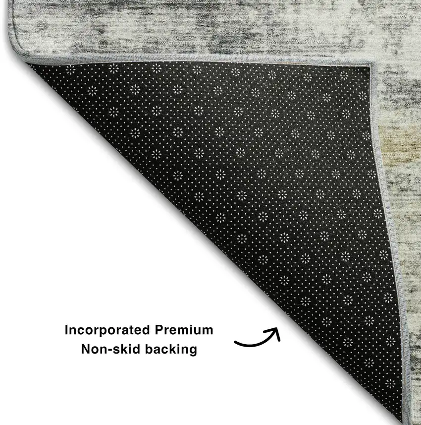 Silver Copper And Gray Geometric Washable Area Rug With UV Protection Photo 8