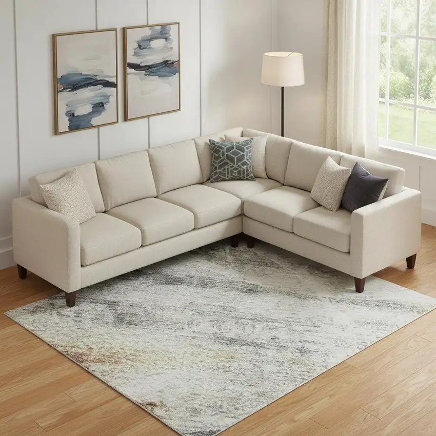 Silver Copper And Gray Geometric Washable Area Rug With UV Protection Photo 2