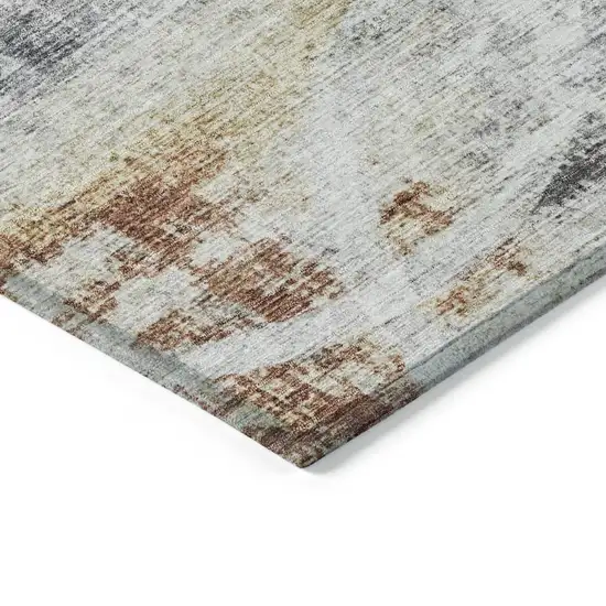 Silver Copper And Ivory Geometric Washable Indoor Outdoor Area Rug Photo 5
