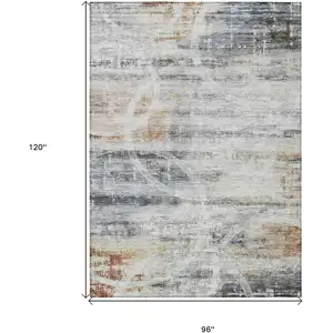 Photo of Silver Copper And Ivory Geometric Washable Indoor Outdoor Area Rug