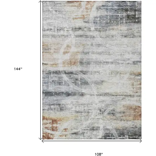 Silver Copper And Ivory Geometric Washable Indoor Outdoor Area Rug Photo 3