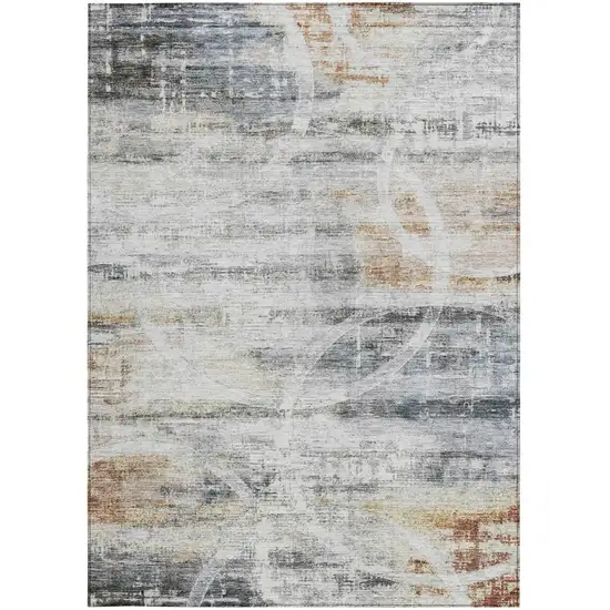 Silver Copper And Ivory Geometric Washable Indoor Outdoor Area Rug Photo 7