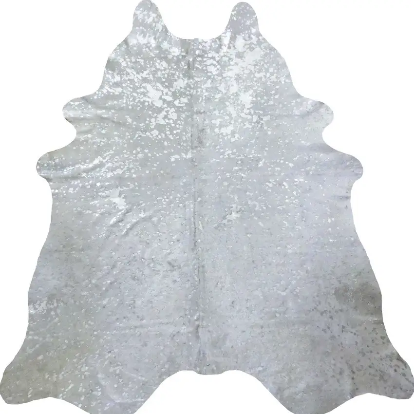 6 Ft Silver Devore Brindled Cowhide Rug Photo 3