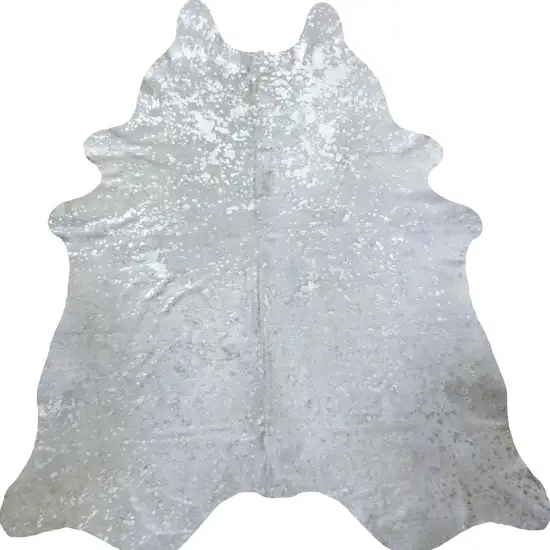 6 Ft Silver Devore Brindled Cowhide Rug Photo 3