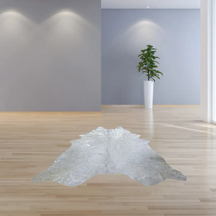 Silver Devore Brindled Cowhide Rug Photo 6