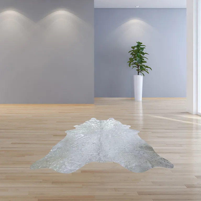 Silver Devore Brindled Cowhide Rug Photo 5
