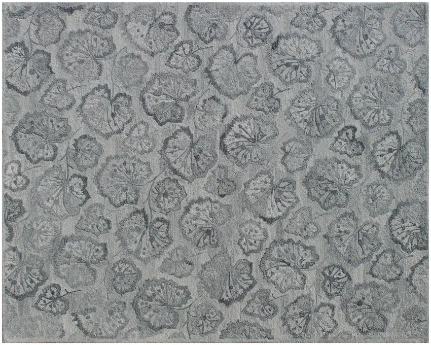 Silver Floral Hand Tufted Non Skid Area Rug Photo 7