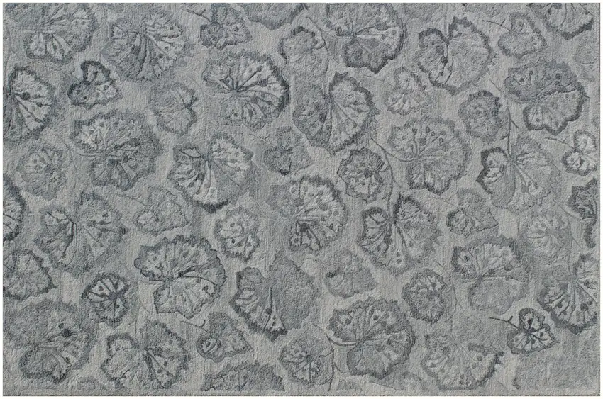 Silver Floral Hand Tufted Non Skid Area Rug Photo 5