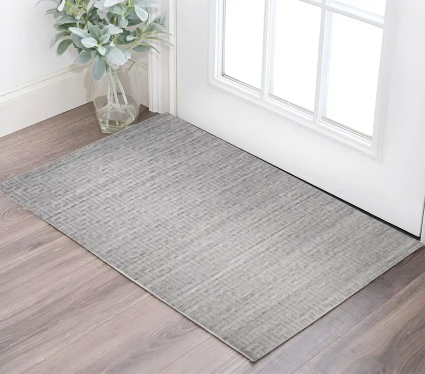 Silver Floral Hand Woven Area Rug Photo 1