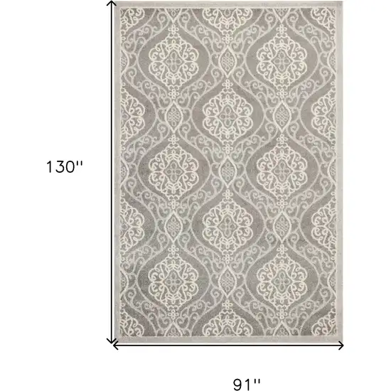 7' X 11' Silver Geometric Mosaic Uv Treated Indoor Area Rug Photo 7