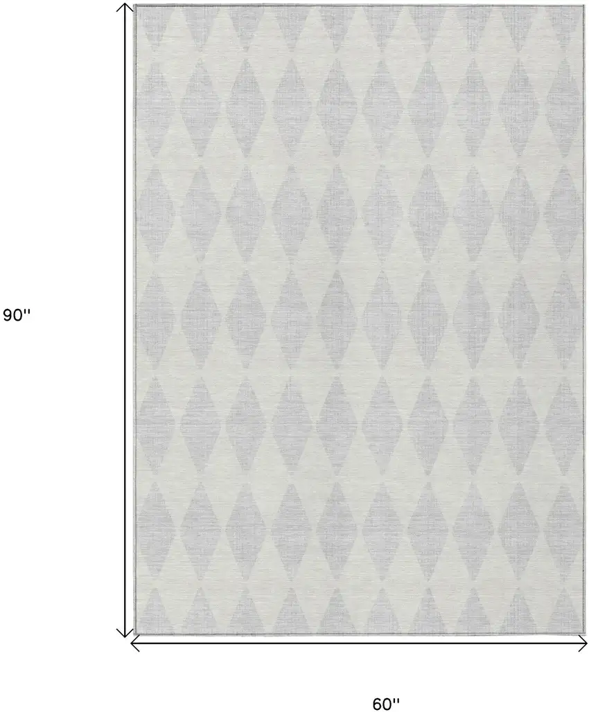 Silver And Ivory Geometric Washable Indoor Outdoor Area Rug Photo 3