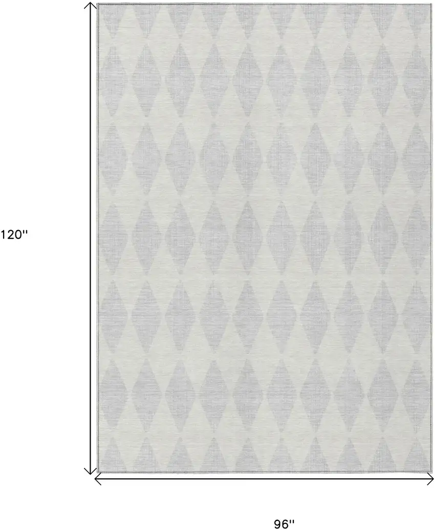 Silver And Ivory Geometric Washable Indoor Outdoor Area Rug Photo 9