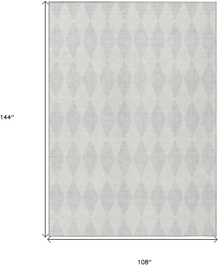 Silver And Ivory Geometric Washable Indoor Outdoor Area Rug Photo 3