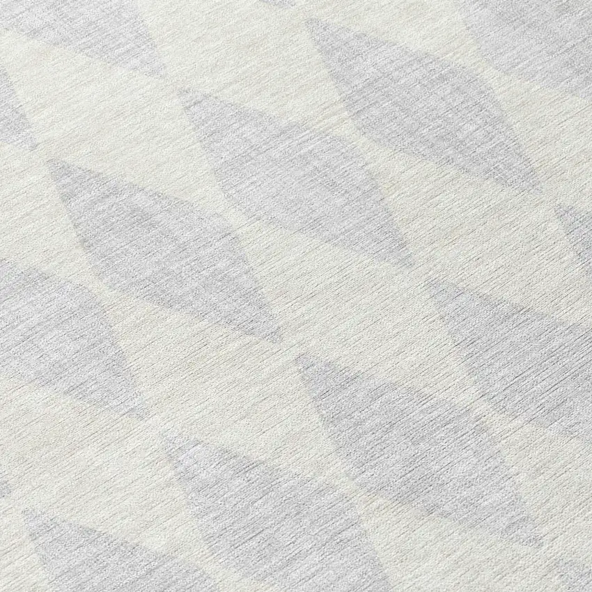 Silver And Ivory Geometric Washable Indoor Outdoor Area Rug Photo 6