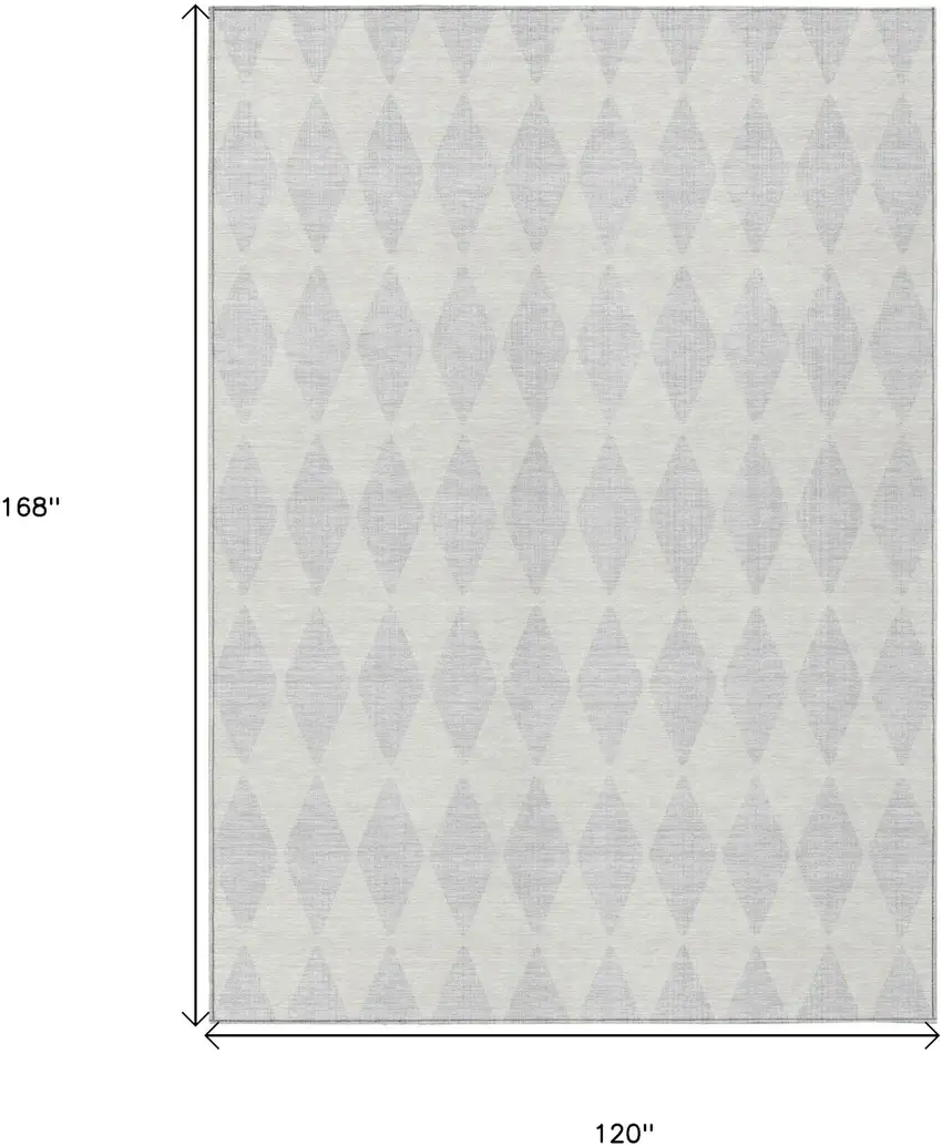 Silver Geometric Washable Indoor Outdoor Area Rug Photo 3