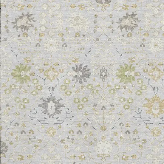 Silver Gold And Gray Oriental Washable Area Rug With UV Protection Photo 2