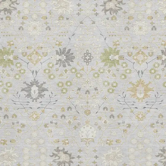 Silver Gold And Gray Oriental Washable Area Rug With UV Protection Photo 2